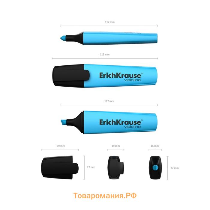 Маркер текстовыделитель 0.6-5.2 мм ErichKrause V-12, флуоресцентные чернила на водной основе, голубой