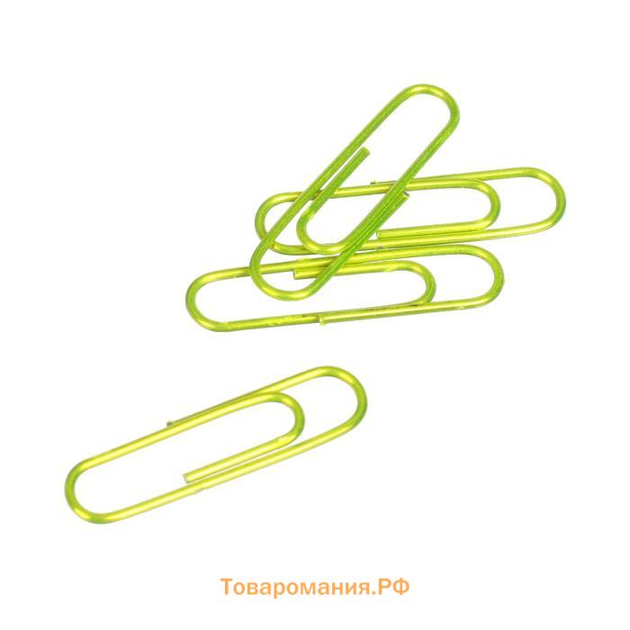 Скрепки канцелярские GLOBUS, 100 шт., 28 мм, жёлто-зелёные