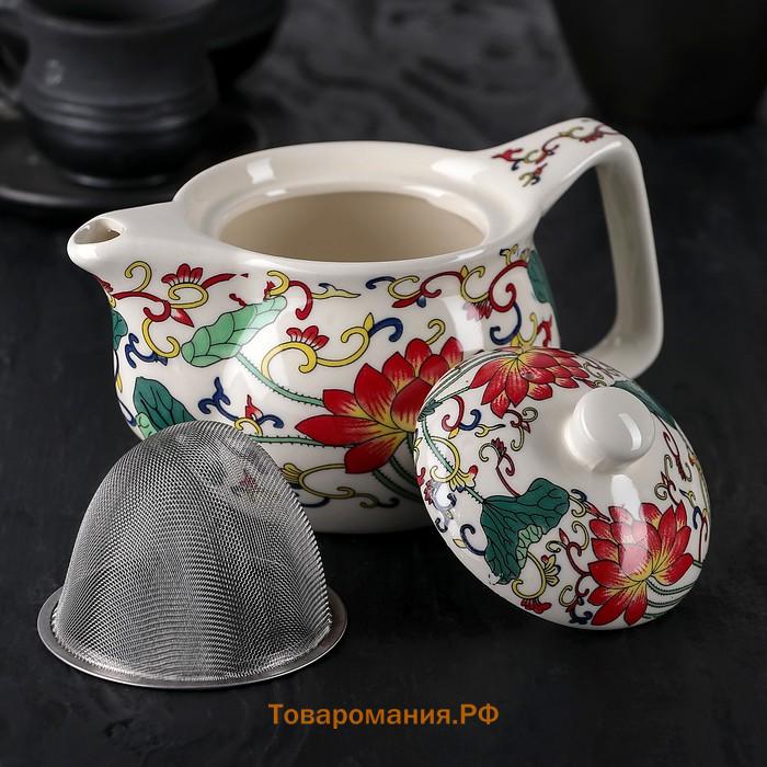 Чайник керамический заварочный с металлическим ситом «Лотос», 350 мл