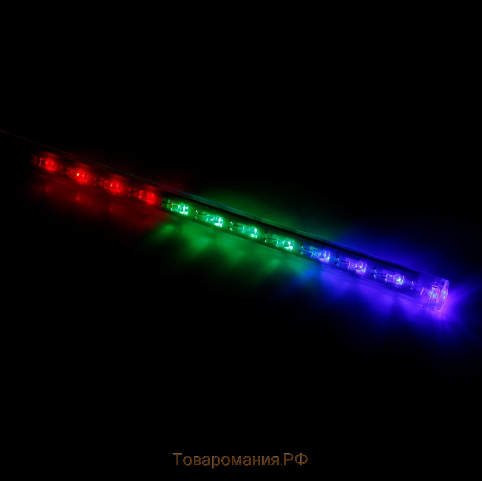 Гирлянда «Сосульки» 2.4 × 0.2 м, IP44, прозрачная нить, 96 LED, свечение мульти с эффектом стекания, 12 В