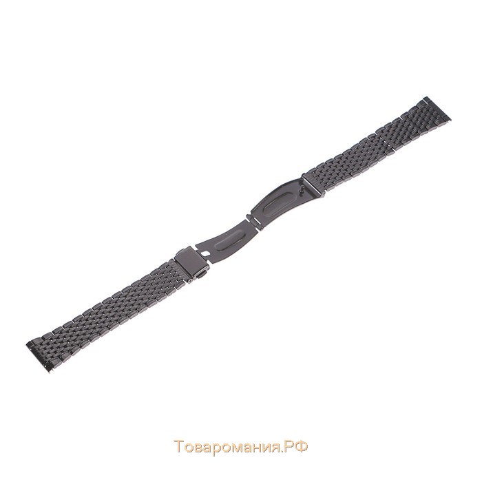 Ремешок для часов "Соломон", 20 мм, металл, l-17 см, черный хром
