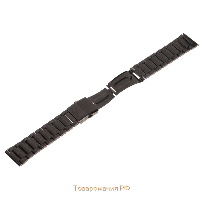 Ремешок для часов "Соломон", 24 мм, металл, l-22.5 см, черный хром