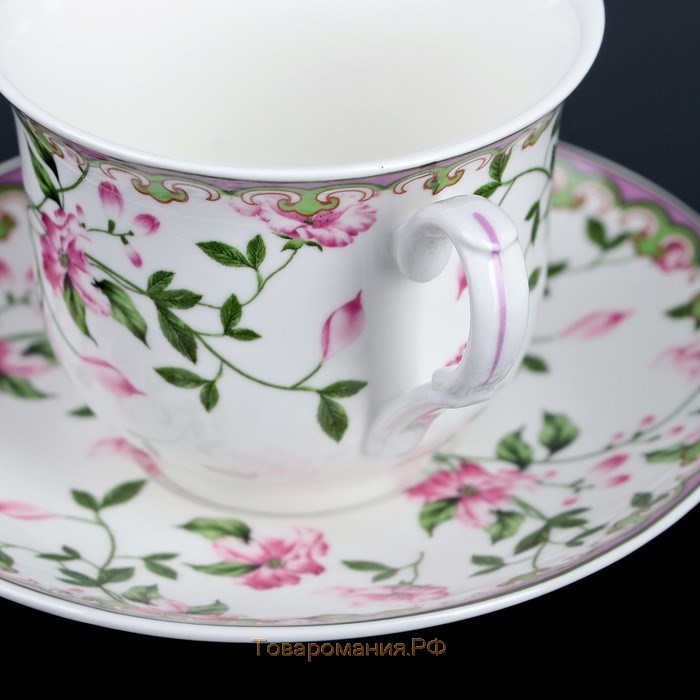 Чайная пара фарфоровая «Бланко», 2 предмета: чашка 220 мл, блюдце d=14,3 см, цвет белый