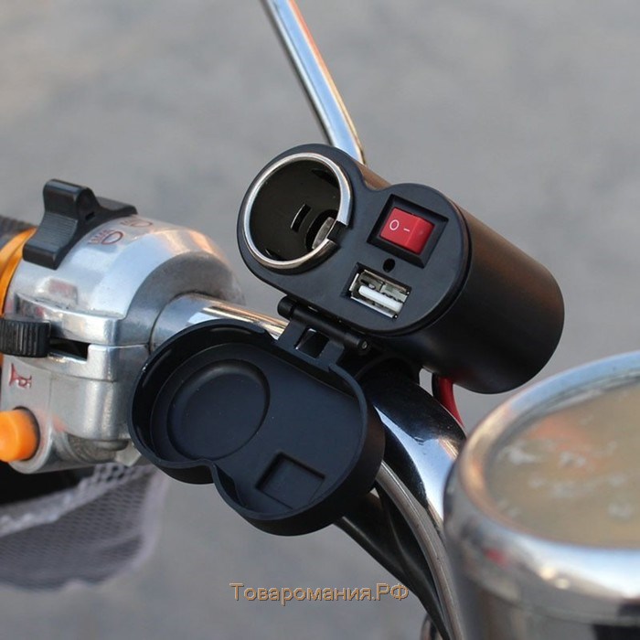Зарядное устройство USB на руль мотоцикла, 5 В-2.1 А, 9-24 В, провод 110 см