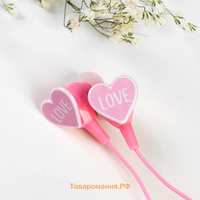 Наушники на открытке, «Love», вакуумные, розовые