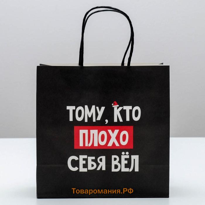 Пакет подарочный новогодний «Кто плохо себя вёл», 22 х 22 х 11 см, Новый год