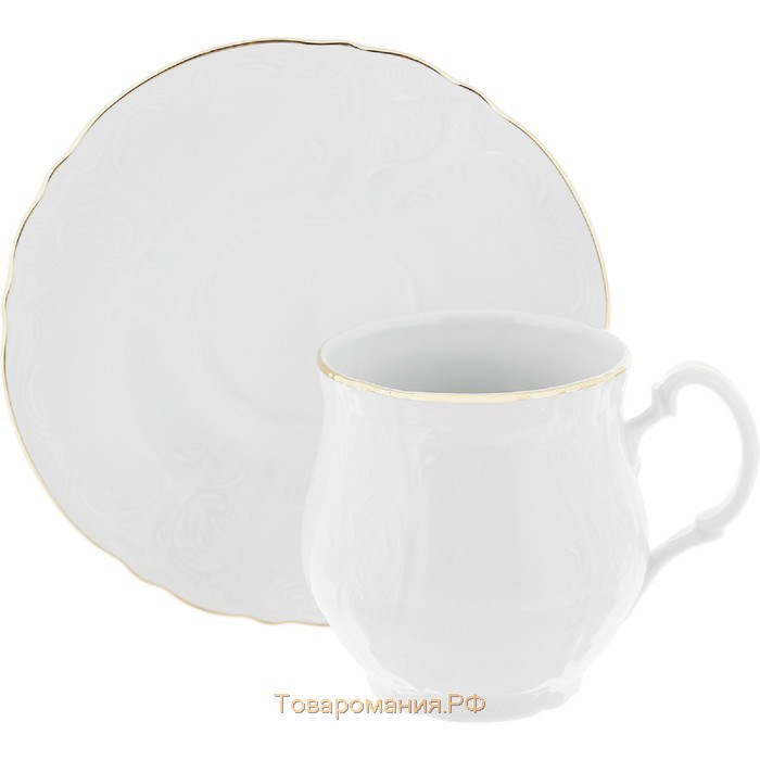 Чашка для чая 310 мл с блюдцем 160 мм Bernadotte, декор «Отводка золото»