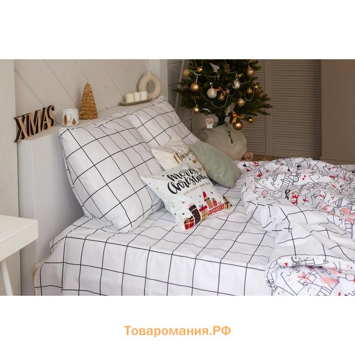 Постельное белье  1.5 сп Xmas cat 143*215 см, 150*214 см, 70*70 см - 2 шт