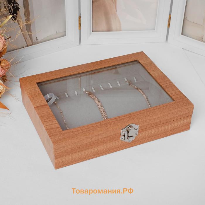 Подставка под кулоны, цепи, 12 крючков, 20×15×4.5, серая