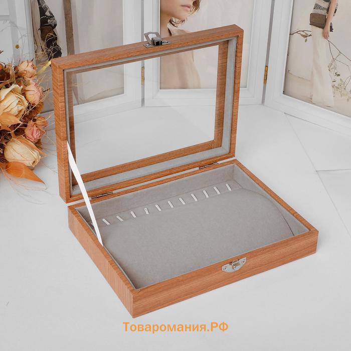 Подставка под кулоны, цепи, 12 крючков, 20×15×4.5, серая