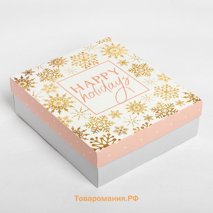 Набор подарочный новогодний "Happy holidays" полотенце и аксессуары (6 предметов)