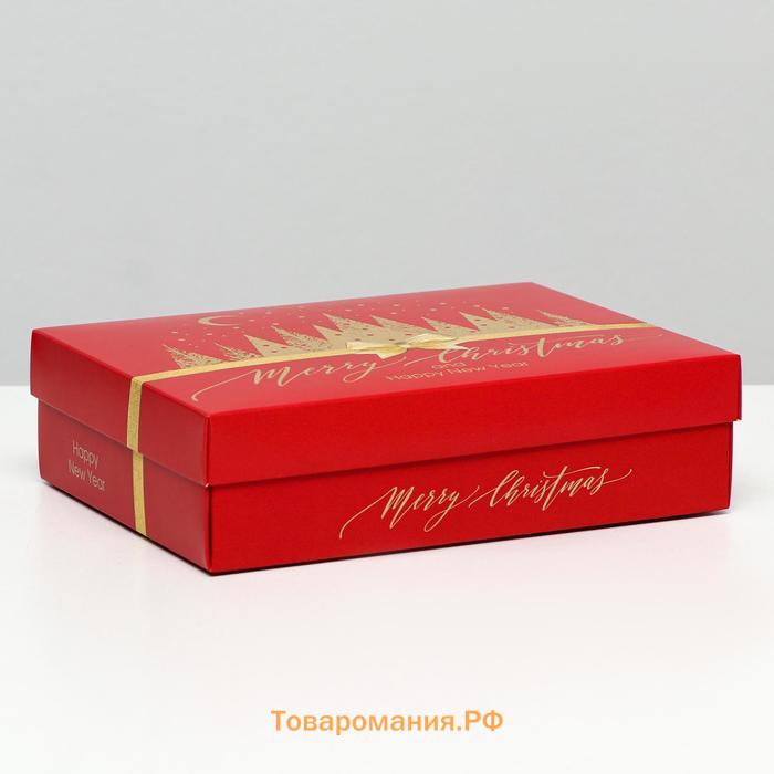 Подарочная коробка "Merry Christmas", красная, 21 х 15 х 5,7 см