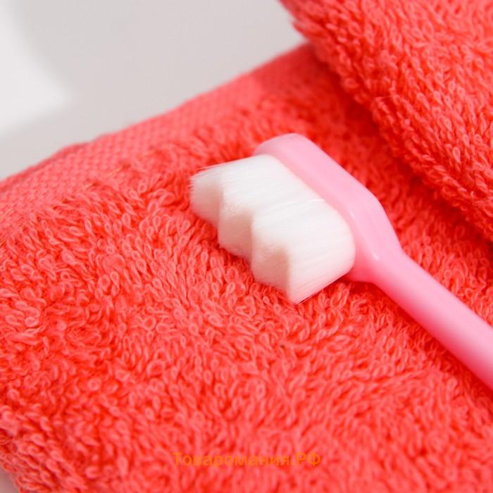 Сверхмягкая зубная щётка, 10000 щетинок, ребристая, розовая