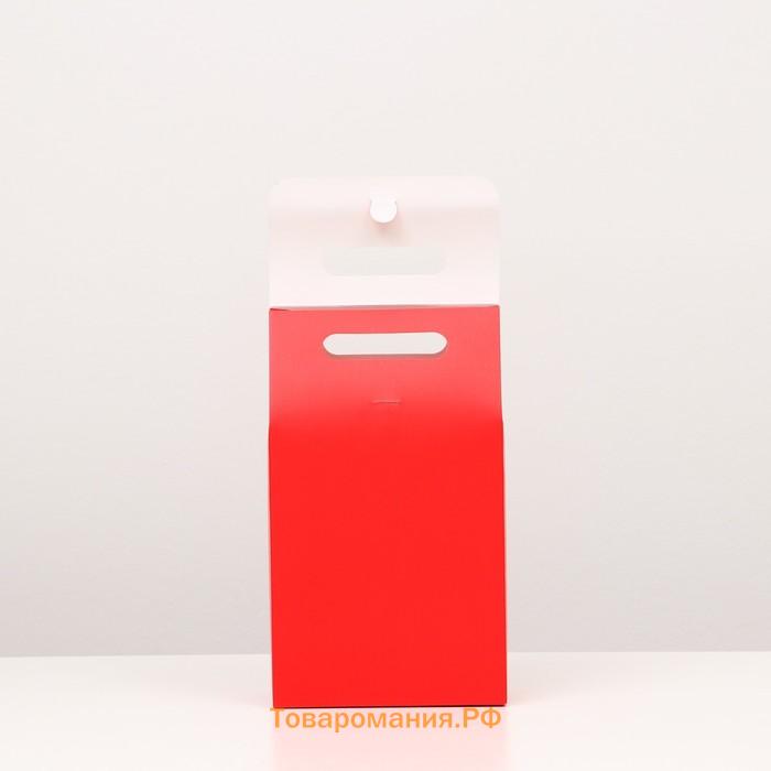 Коробка-пакет с ручкой, красная, 27 х 16 х 9 см