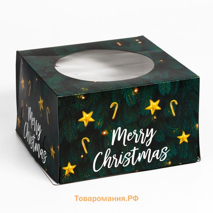 Кондитерская упаковка с окном «Merry Christmas», 30 х 30 х 19 см