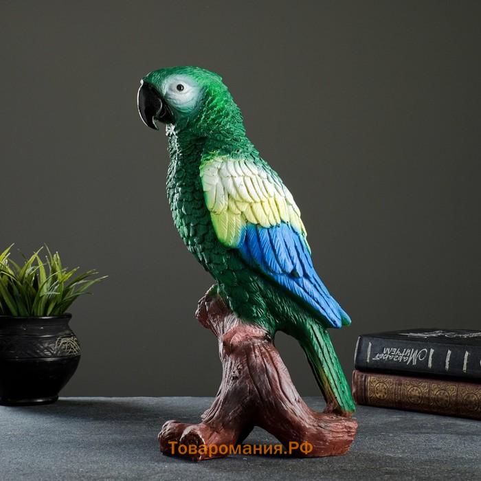 Садовая фигура "Попугай на коряге" 12х18х34см, зеленый