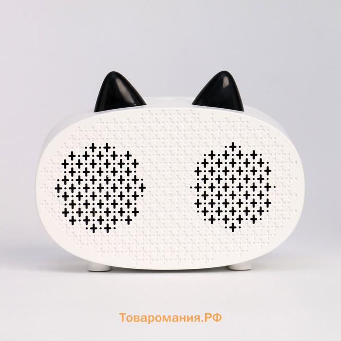 Часы - будильник электронные "Кошка" настольные: колонка, bluetooth, tf-карта, 11.5 см, USB