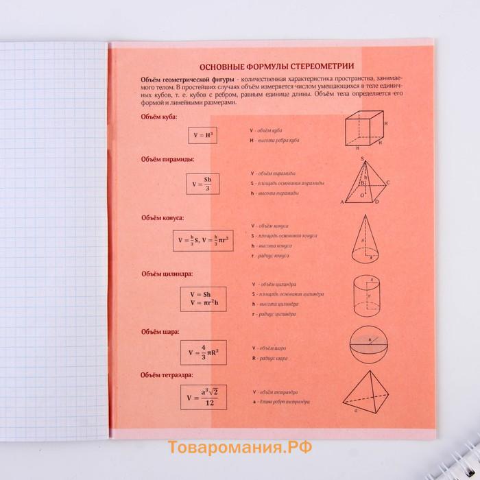 Тетрадь предметная 48 листов, А5, ВЕЛИКИЕ ЛИЧНОСТИ, со справ. мат. «1 сентября: Геометрия», обложка мелованный картон 230 гр внутренний блок в клетку  белизна 96%