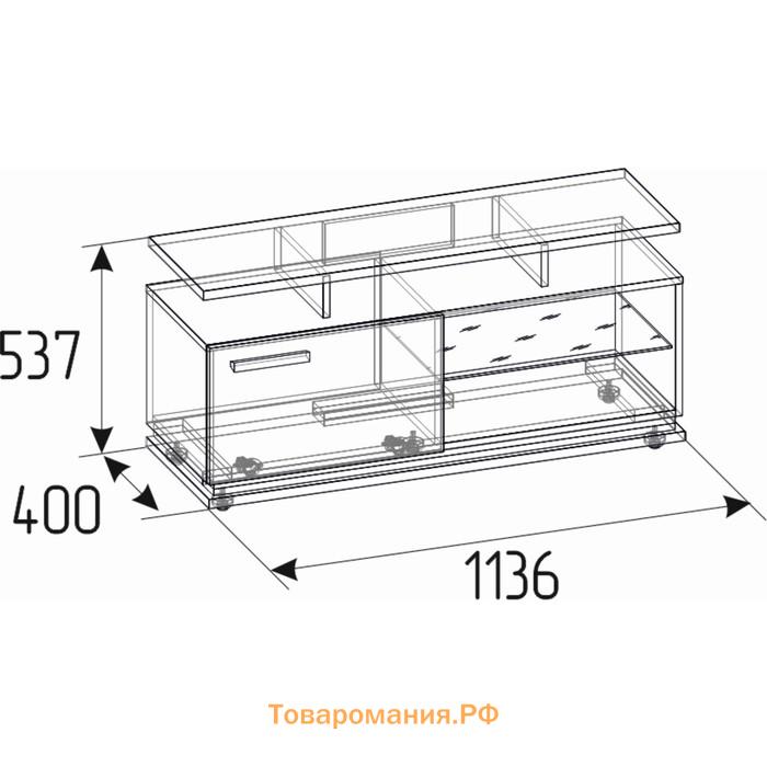 Тумба ТВ малая Nature 333, 1136 × 400 × 537 мм, цвет гаскон пайн / чёрный