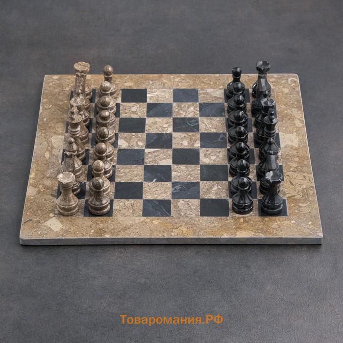 Шахматы «Элит», серый/черный,  доска 40х40 см, оникс