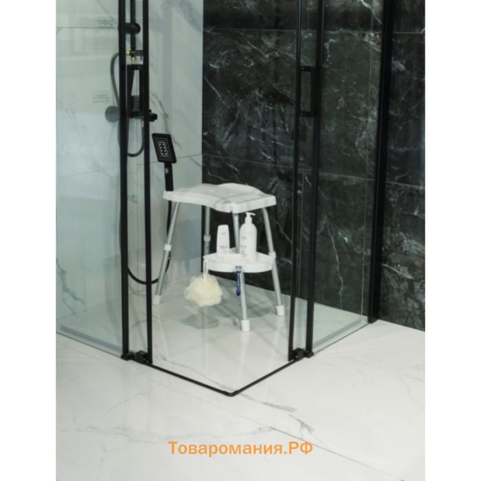 Сиденье Apollo для ванной, с держателем, полочкой, алюминий, пластик, 30х43 см, цвет белый