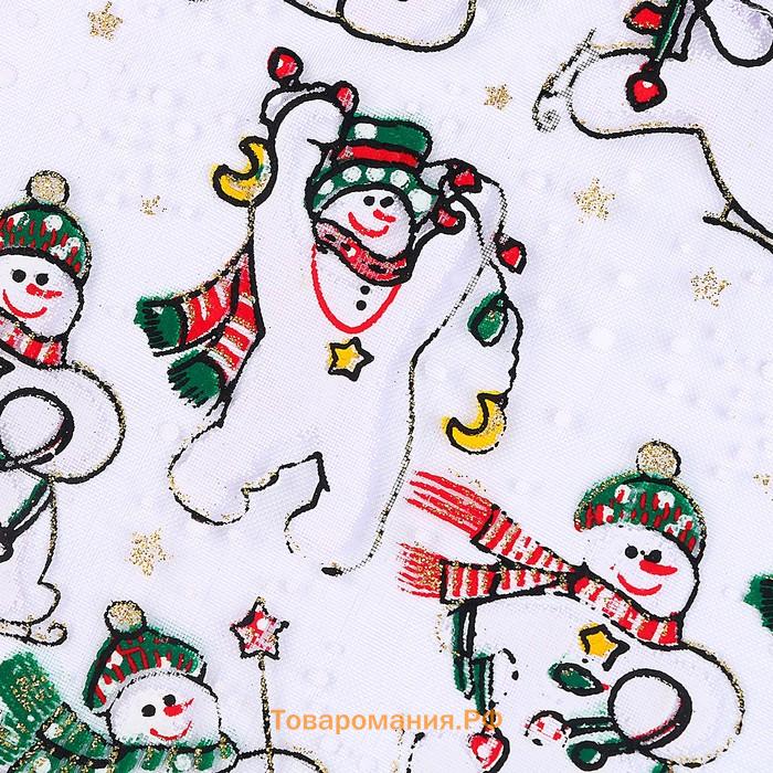 Новогодний мешок «Снеговики с ёлками», р. 25 × 32 см, органза