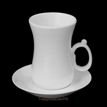 Кофейная пара фарфоровая Wilmax, 2 предмета: кружка 120 мл, блюдце d=10,2 см, цвет белый