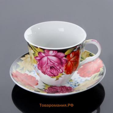 Чайная пара керамическая «Роспись», чашка 210 мл, блюдце d=14 см