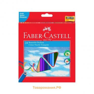 Карандаши 24 цвета Faber-Castell Eco трёхгранные с точилкой, картонная коробка