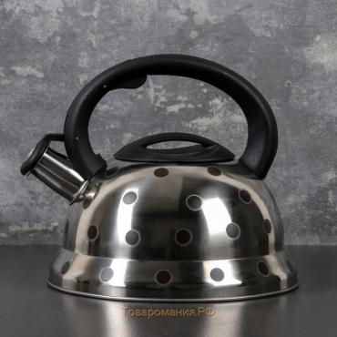 Чайник со свистком из нержавеющей стали «Горошек», 2,8 л, цвет хромированный