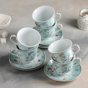 Сервиз керамический чайный «Пелагея», 12 предметов: 6 чашек 220 мл, 6 блюдец d=14 см