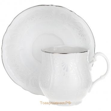 Чашка для чая 310 мл с блюдцем 160 мм Bernadotte, декор «Деколь, отводка платина»