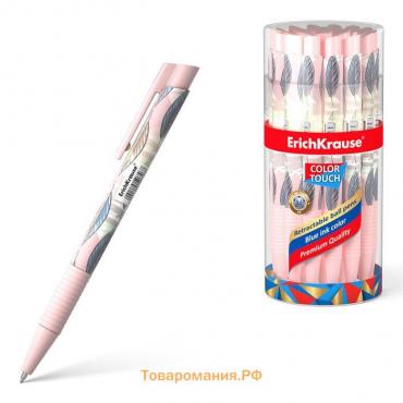 Ручка шариковая автоматическая ErichKrause ColorTouch Flora, узел 0.7 мм, чернила синие, покрытие Soft-touch, длина линии письма 1200 метров