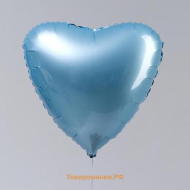 Шар фольгированный 19", сердце, цвет нежно-голубой