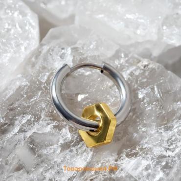 Пирсинг в ухо "Кольцо" гайка, d=12мм, цвет золотой в чернёном серебре