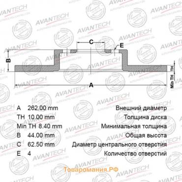 Диск тормозной AVANTECH RR Solaris disk