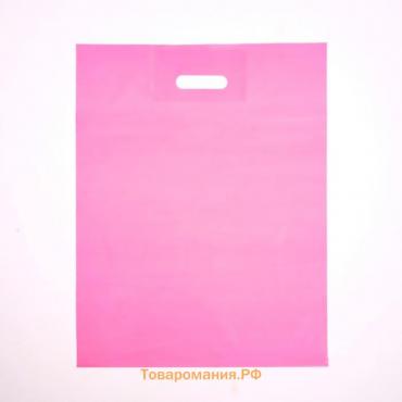 Пакет полиэтиленовый с вырубной ручкой, Розовый 30-40 См, 50 мкм