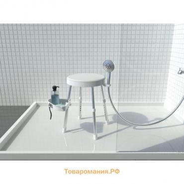 Сиденье Apollo для ванной, с держателем, полочкой, алюминий, пластик, d=36 см, цвет белый